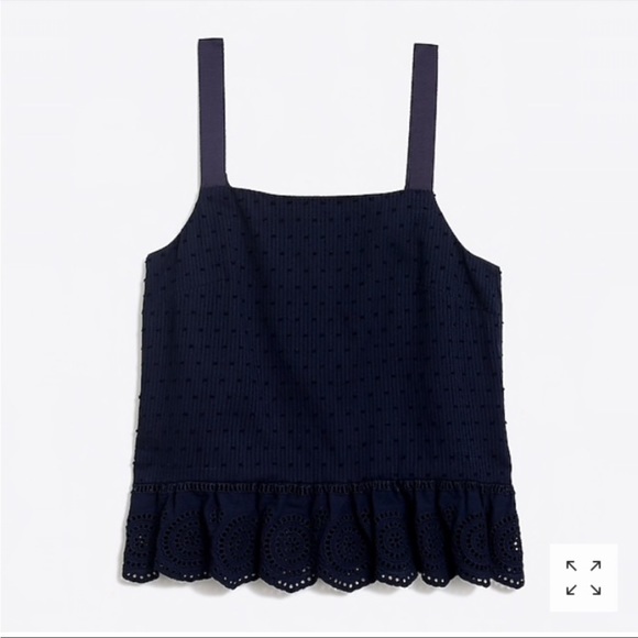 J. Crew Tops J Crew Navy Blue Textured Lace Trim Tank Top 8 Poshmark